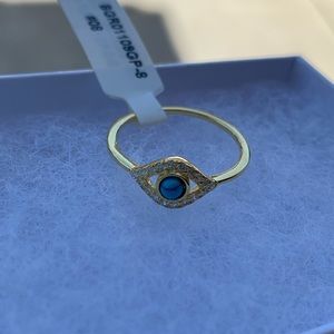 NWT 14k gold evil eye ring size 8